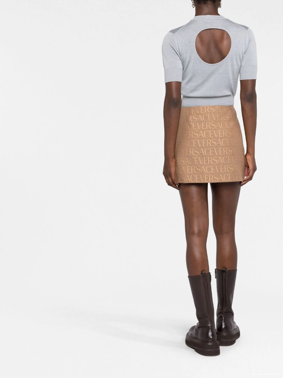 Affordable Women Allover leather-trim Versace miniskirt Versace 0502